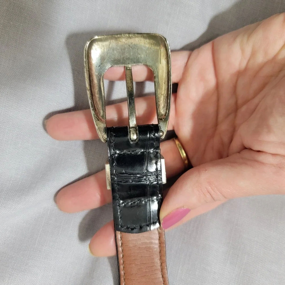 YRI RARE 2011 US Open Congressional Leather Black Croc Embossed  Belt Size 42